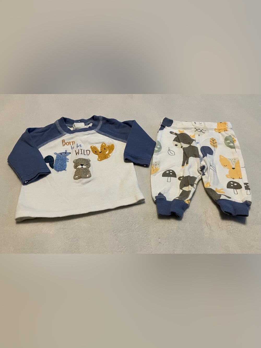 Navy and White Woodland/Mushroom Shirt and Pants Set
